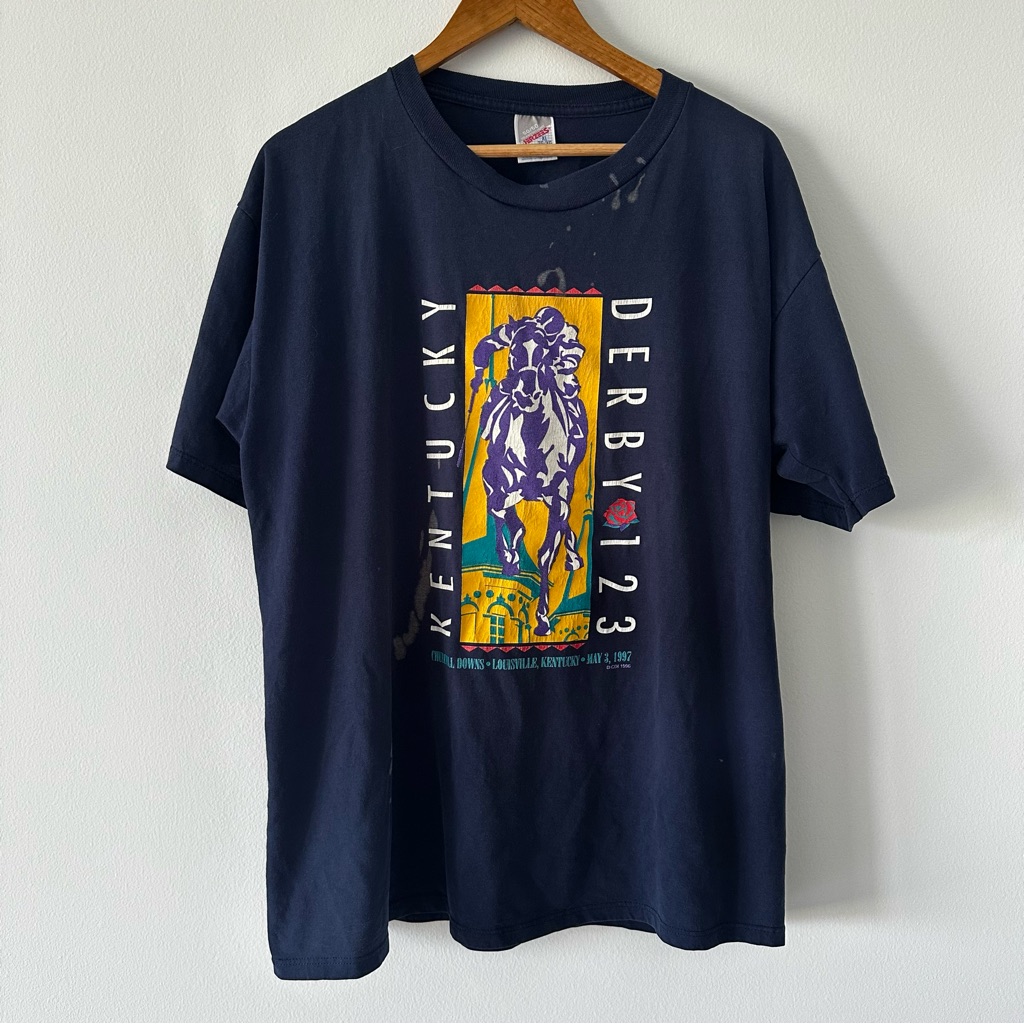 Vintage Kentucky Derby 123 1997 Horse Racing Tshirt Navy Blue Xl Vintage Kentucky Derby 123 1997 Horse Racing Tshirt Navy Blue Xl